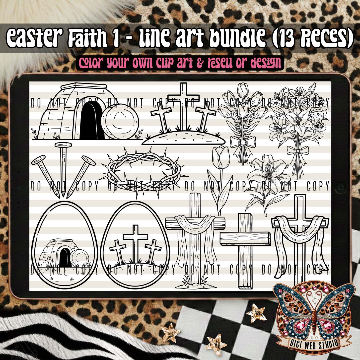 Design Elements - 2025 Line Art Bundle - Easter Faith 1