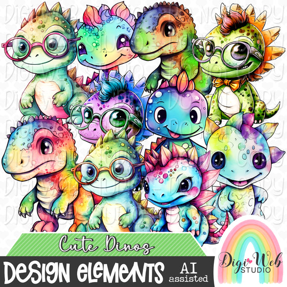Design Elements - Cute Dinos 1 Clip Art Bundle