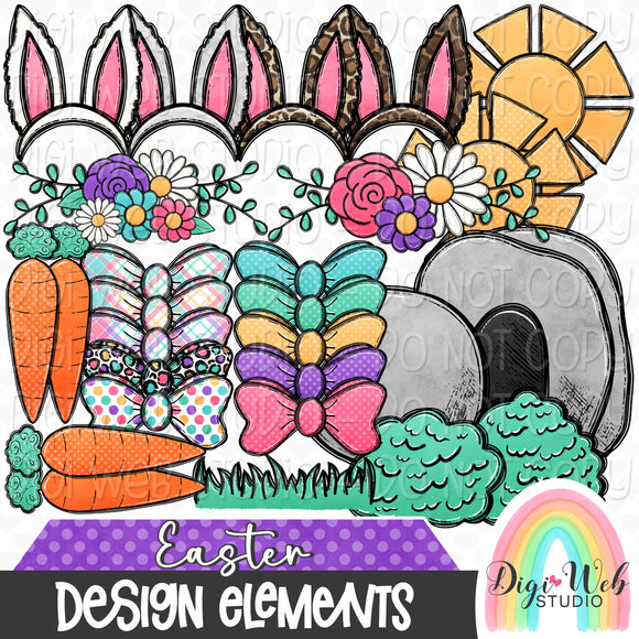 Design Elements - Easter Accents 1 Hand Drawn Clip Art Bundle