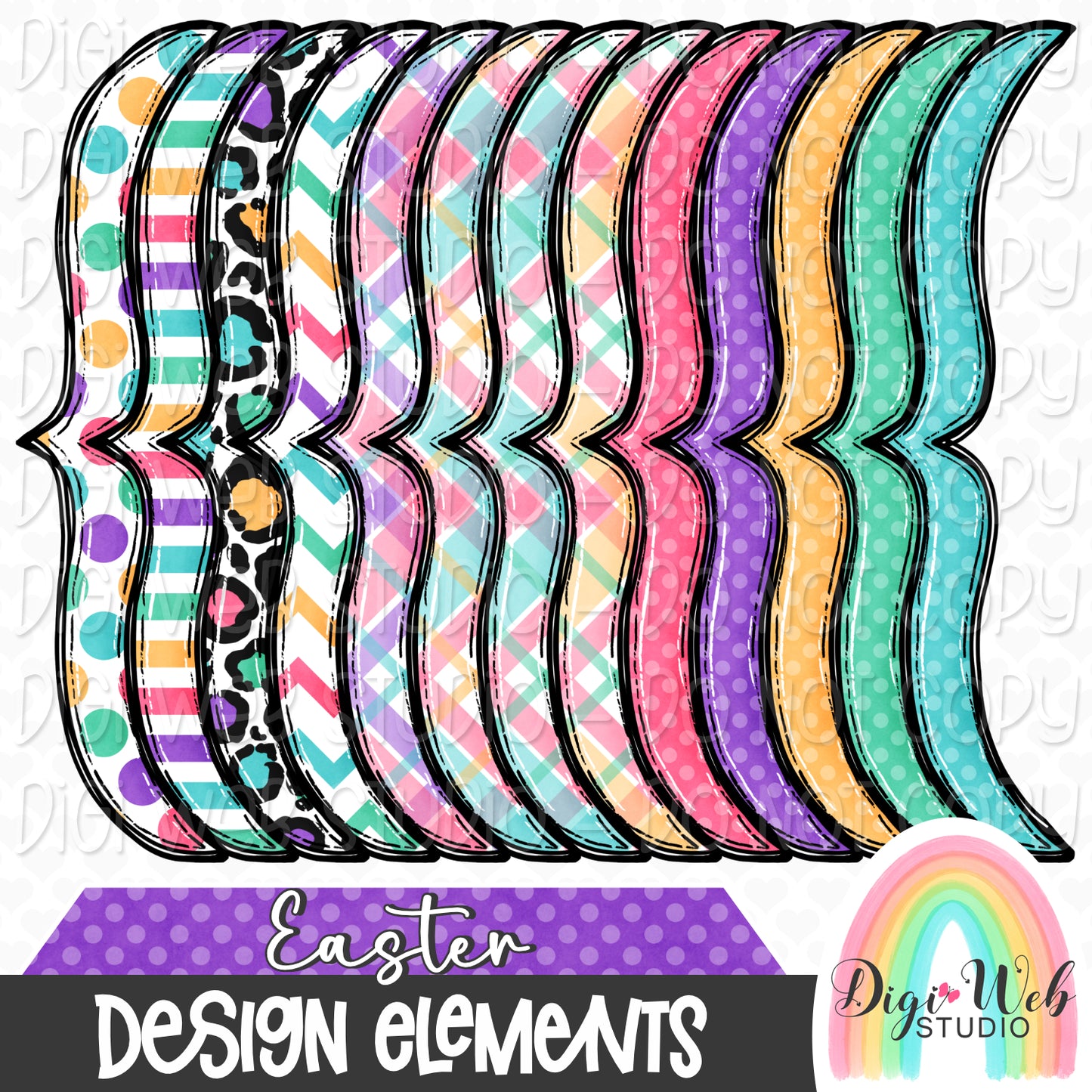 Design Elements - Easter Brackets 1 Hand Drawn Clip Art Bundle