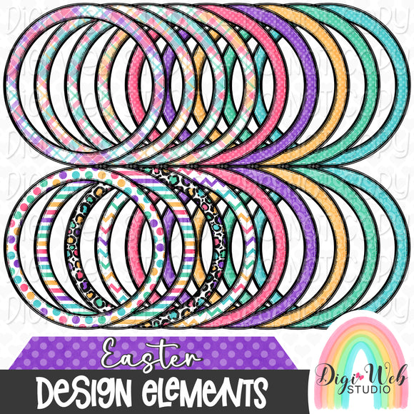 Design Elements - Easter Circle Frames 1 Hand Drawn Clip Art Bundle