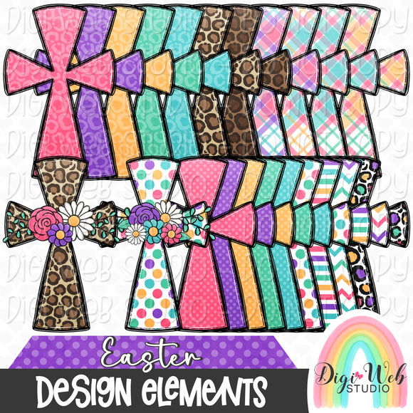 Design Elements - Easter Crosses 1 Hand Drawn Clip Art Bundle