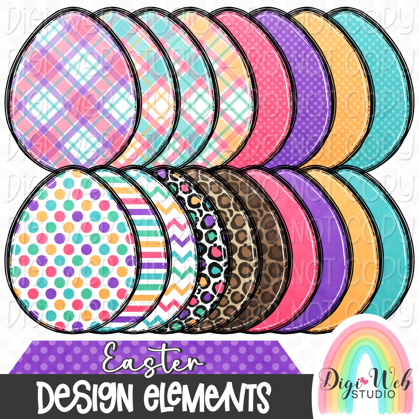 Design Elements - Easter Eggs 1 Hand Drawn Clip Art Bundle