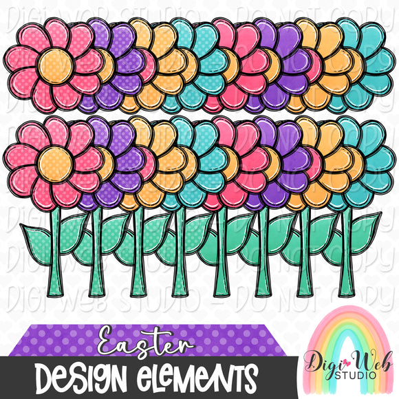 Design Elements - Easter Flowers 1 Hand Drawn Clip Art Bundle