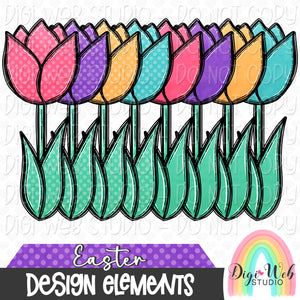 Design Elements - Easter Tulips 1 Hand Drawn Clip Art Bundle