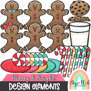 Design Elements - Merry & Bright Christmas Sweets Hand Drawn Clip Art Bundle