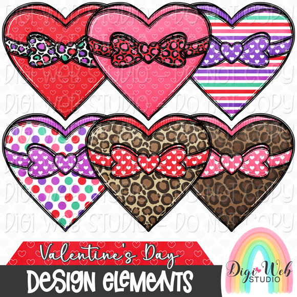 Design Elements - Valentine's Day Box of Chocolates Hand Drawn Clip Art Bundle