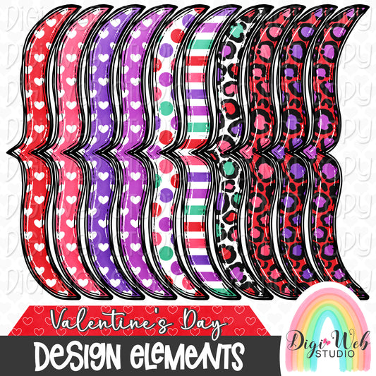 Design Elements - Valentine's Day Brackets Hand Drawn Clip Art Bundle