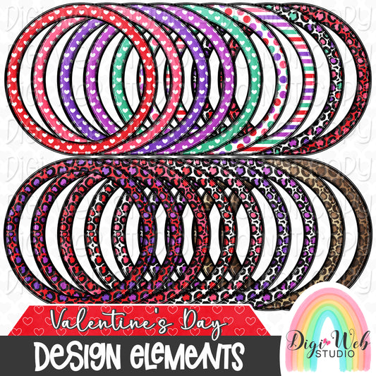 Design Elements - Valentine's Day Circle Frames Hand Drawn Clip Art Bundle