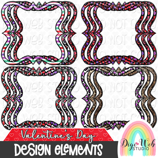 Design Elements - Valentine's Day Frames Hand Drawn Clip Art Bundle