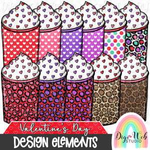 Design Elements - Valentine's Day Latte Hand Drawn Clip Art Bundle