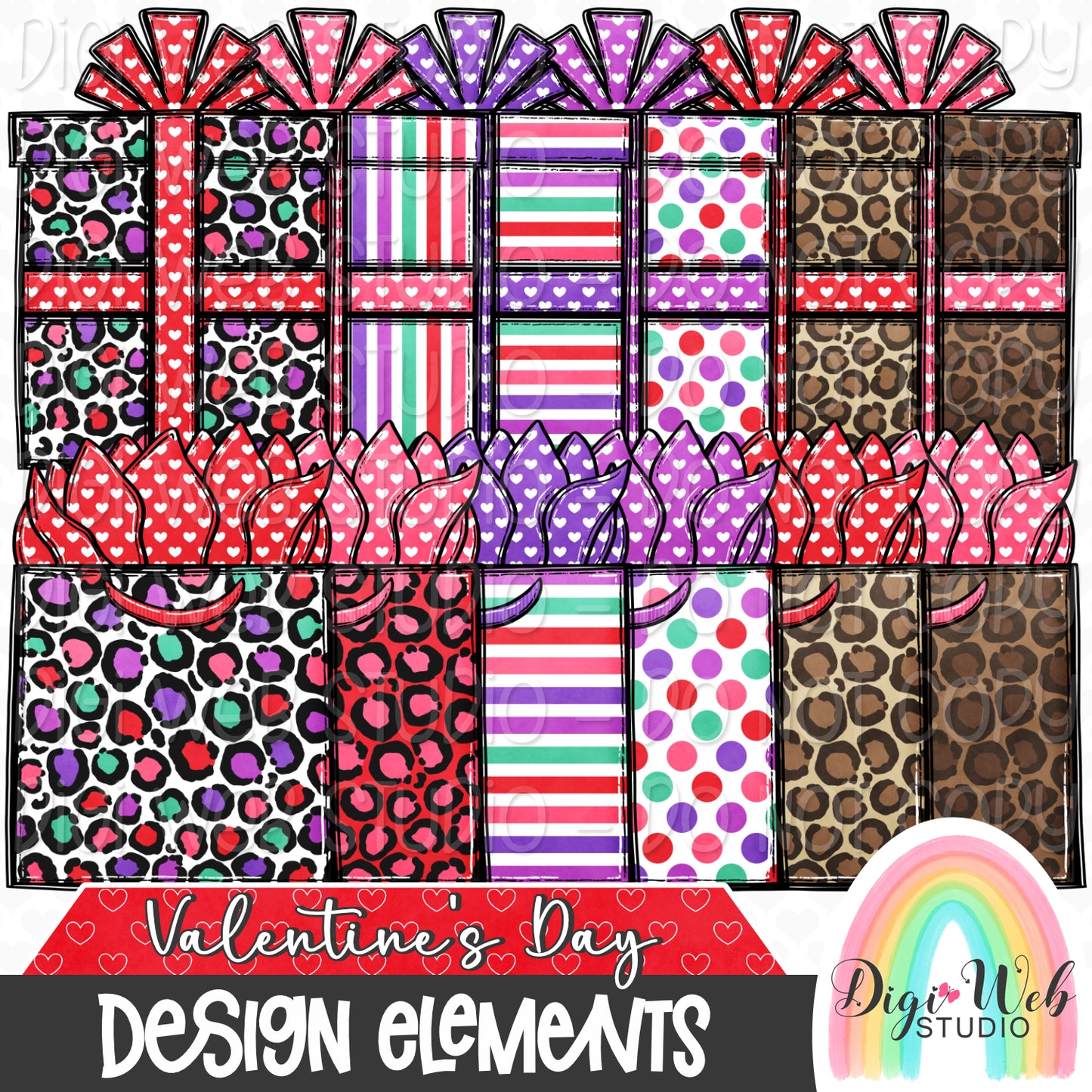 Design Elements - Valentine's Day Presents Hand Drawn Clip Art Bundle