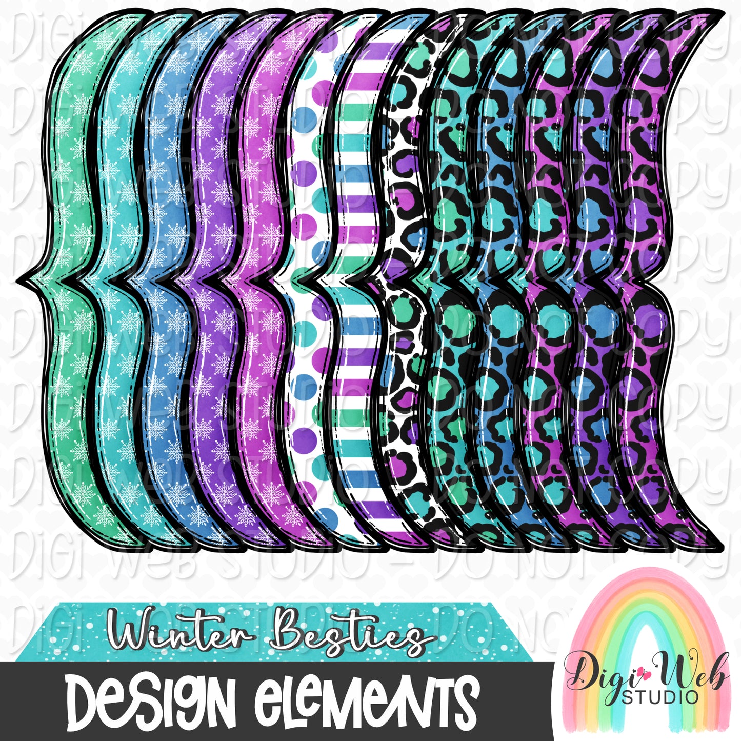 Design Elements - Winter Besties Brackets Hand Drawn Clip Art Bundle