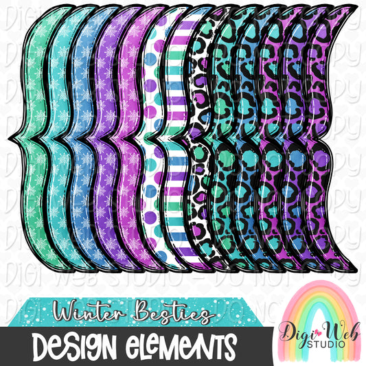 Design Elements - Winter Besties Brackets Hand Drawn Clip Art Bundle