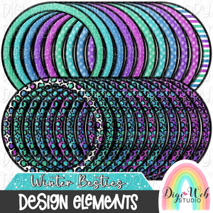 Design Elements - Winter Besties Circle Frames Hand Drawn Clip Art Bundle