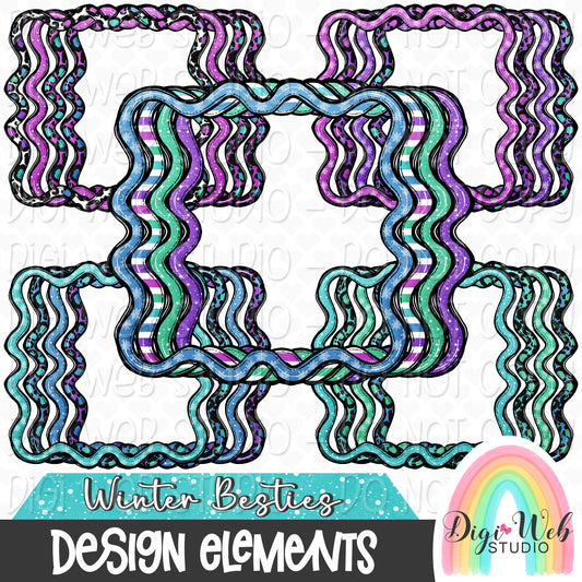 Design Elements - Winter Besties Frames Hand Drawn Clip Art Bundle