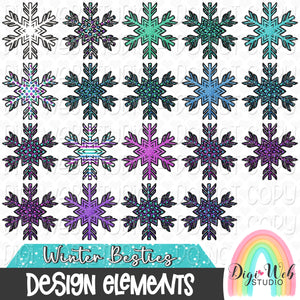 Design Elements - Winter Besties Snowflakes Hand Drawn Clip Art Bundle