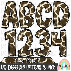Design Elements - Cow Print 2 UC Doodle Letters & Numbers