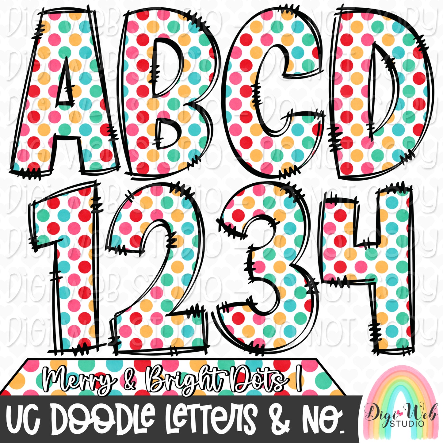 Design Elements - Merry & Bright Dots 1 UC Doodle Letters & Numbers