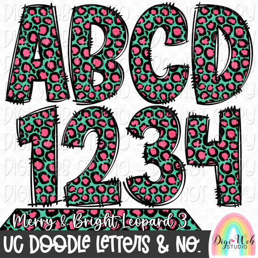 Design Elements - Merry & Bright Leopard 3 UC Doodle Letters & Numbers