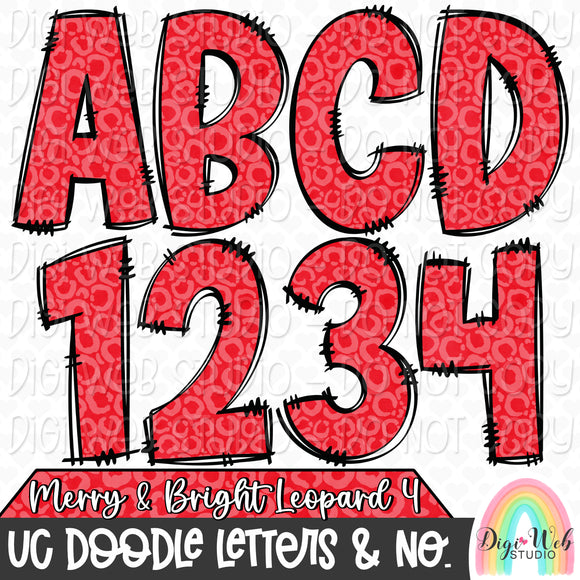 Design Elements - Merry & Bright Leopard 4 UC Doodle Letters & Numbers