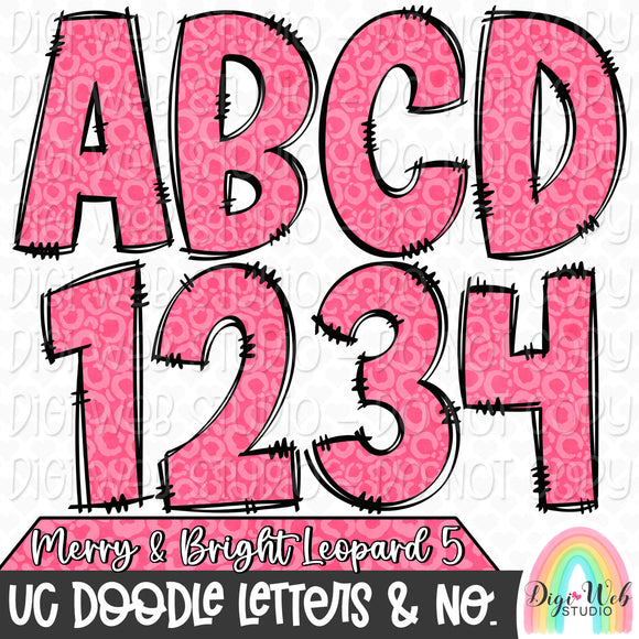 Design Elements - Merry & Bright Leopard 5 UC Doodle Letters & Numbers