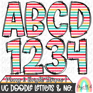 Design Elements - Merry & Bright Stripes 1 UC Doodle Letters & Numbers