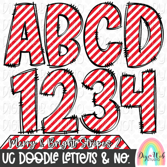 Design Elements - Merry & Bright Stripes 2 UC Doodle Letters & Numbers