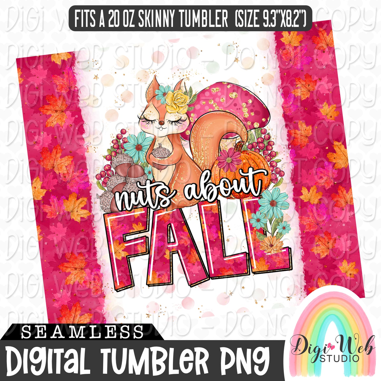 Nuts About Fall 1 - Digital Skinny Tumbler PNG