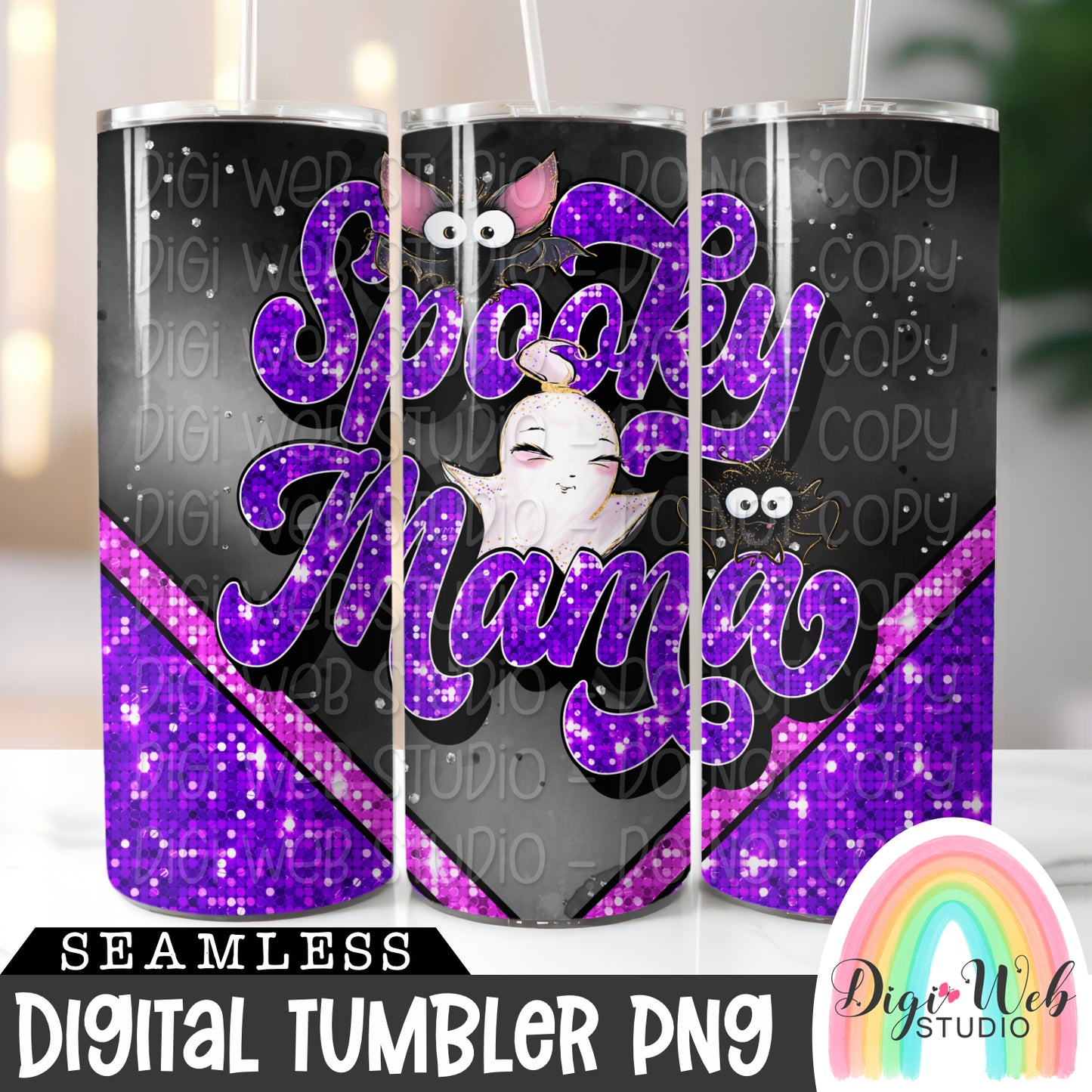 Retro Spooky Mama 1 - Digital Skinny Tumbler PNG