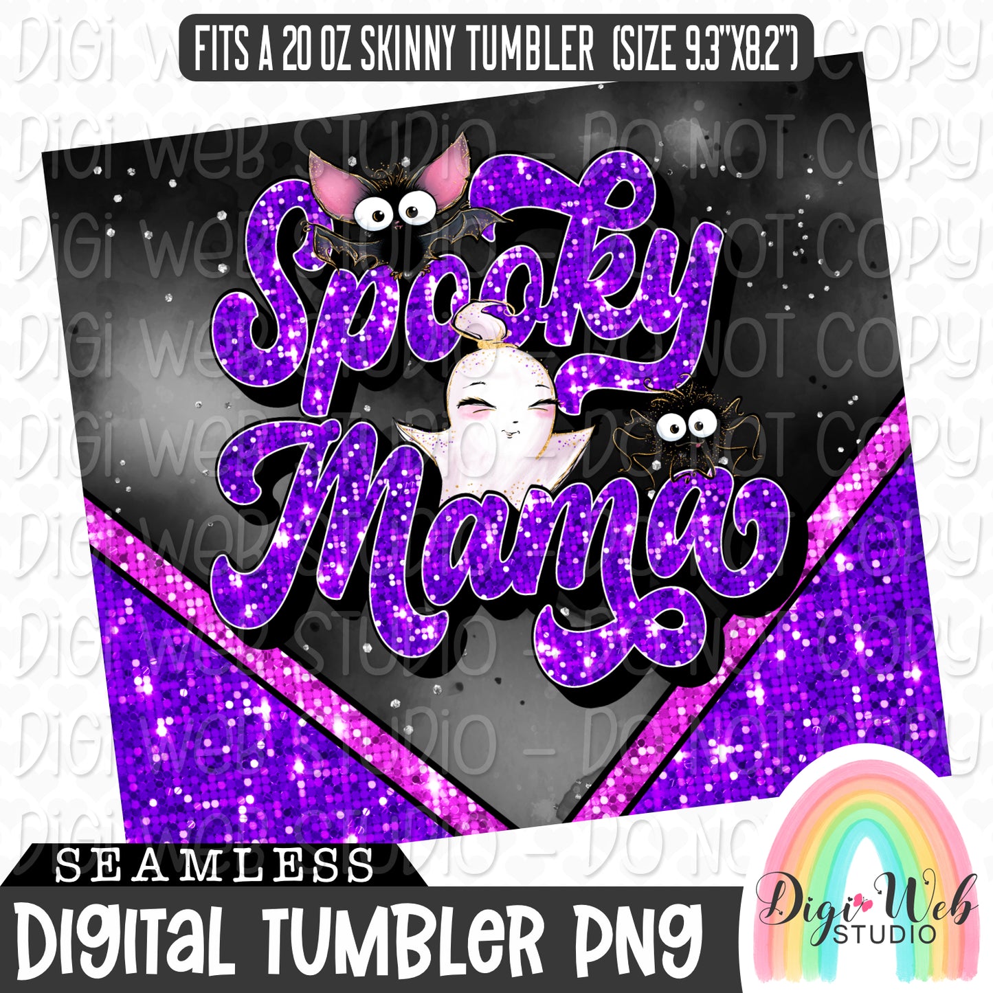 Retro Spooky Mama 1 - Digital Skinny Tumbler PNG