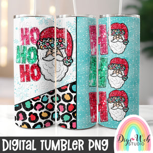 Sparkle Ho Ho Ho Santa 1 - Digital Skinny Tumbler PNG