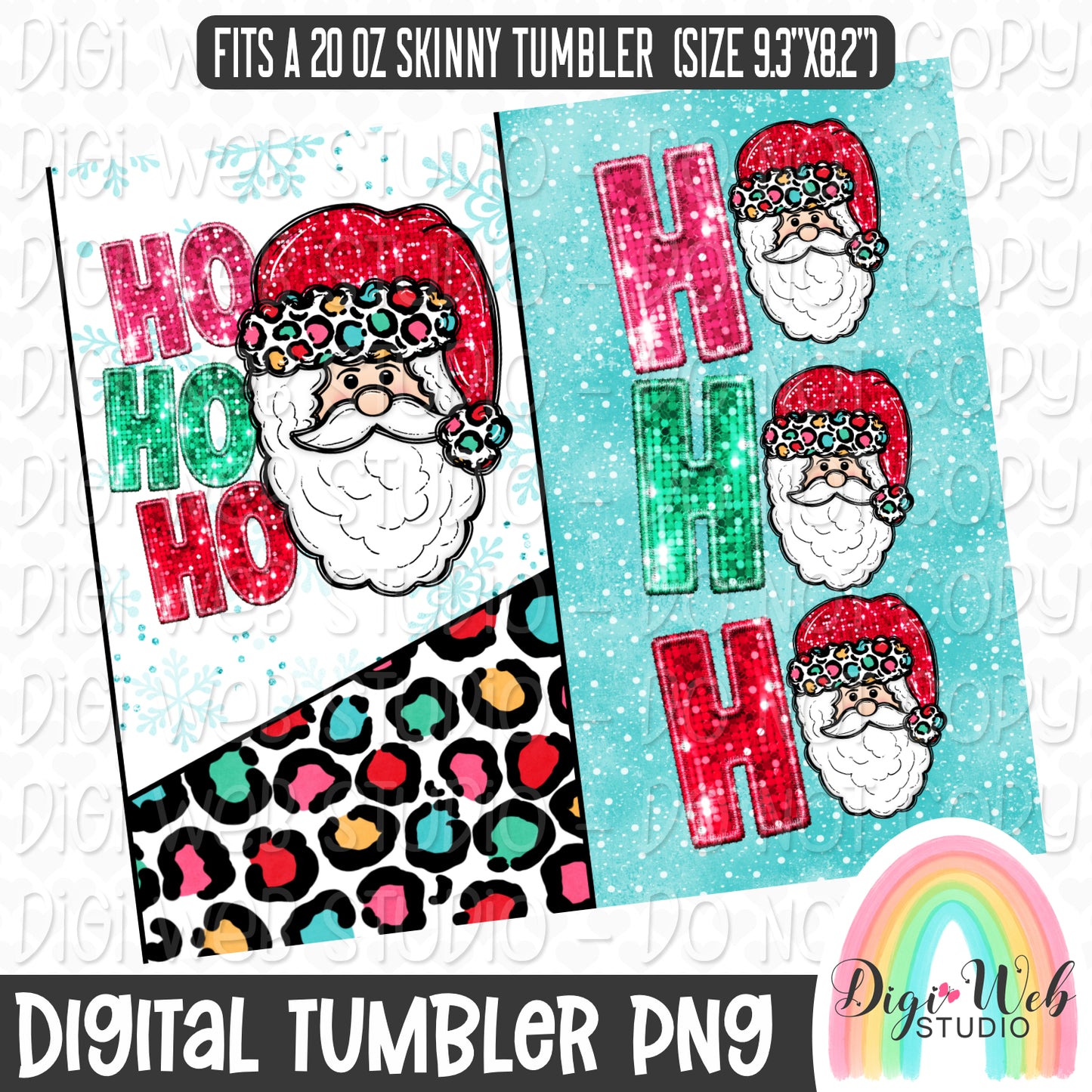 Sparkle Ho Ho Ho Santa 1 - Digital Skinny Tumbler PNG