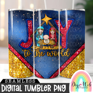 Sparkle Joy To The World Nativity 1 - Digital Skinny Tumbler PNG