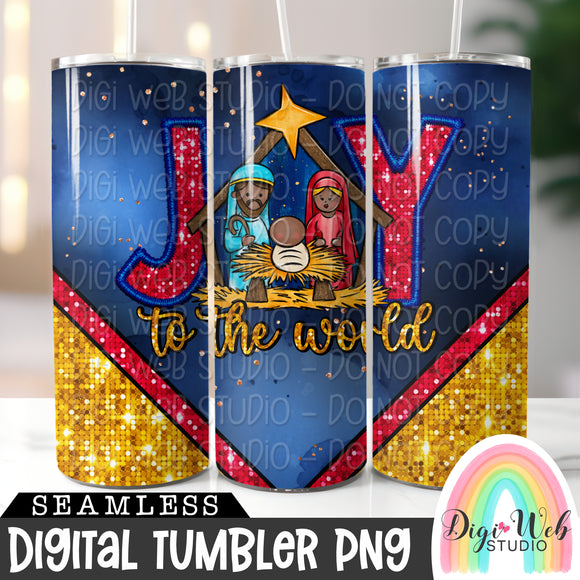 Sparkle Joy To The World Nativity 2 - Digital Skinny Tumbler PNG