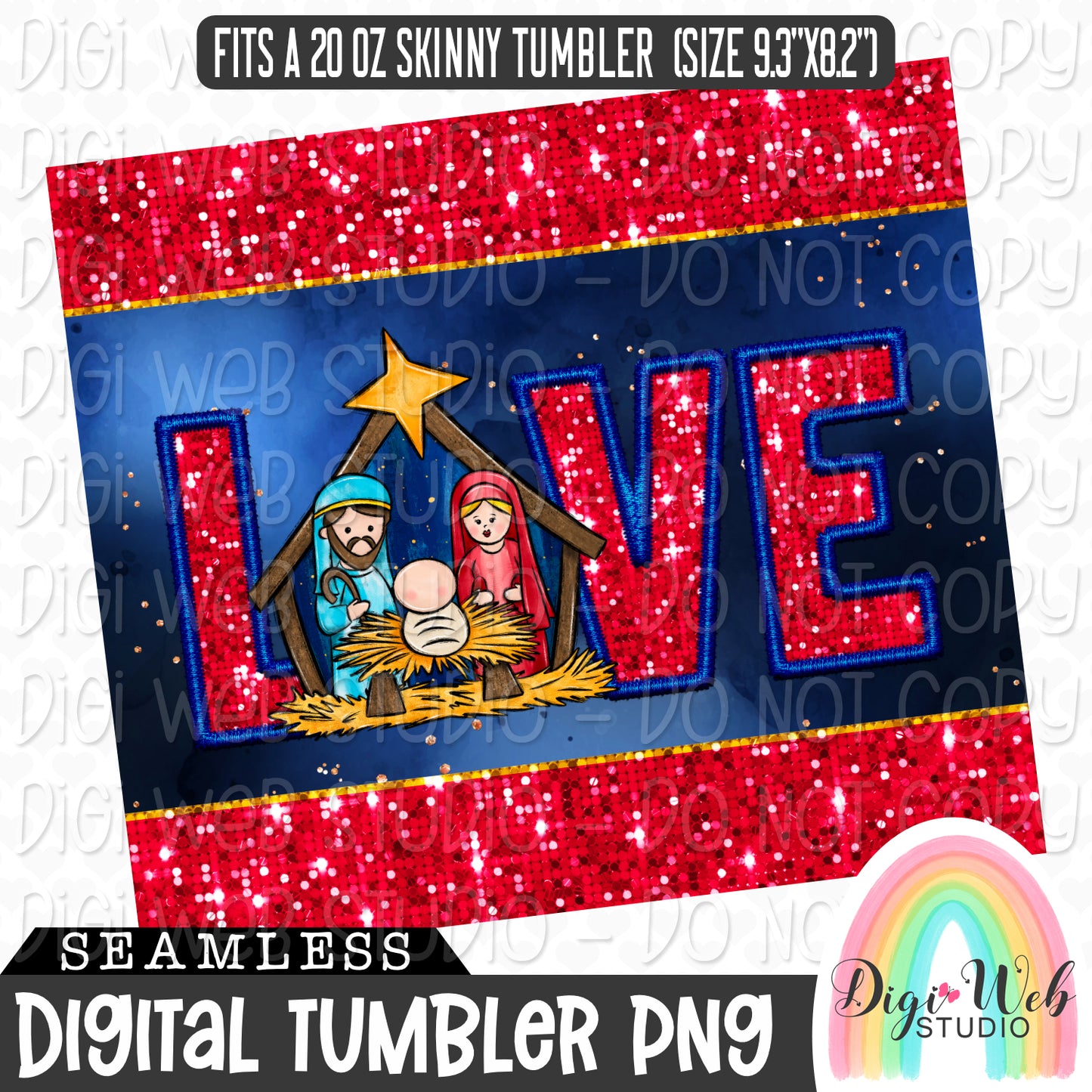 Sparkle Love Nativity 1 - Digital Skinny Tumbler PNG