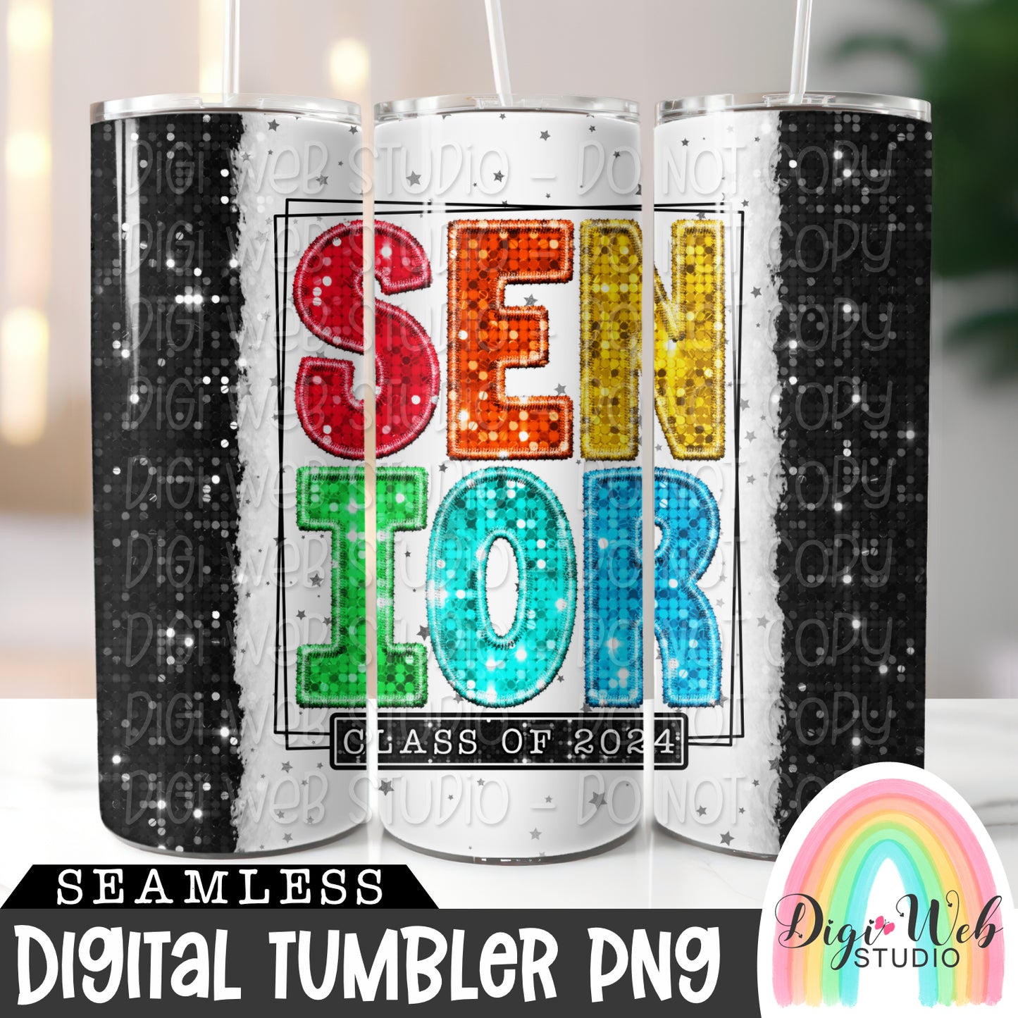 Sparkle Senior Class of 2024 1 - Digital Skinny Tumbler PNG