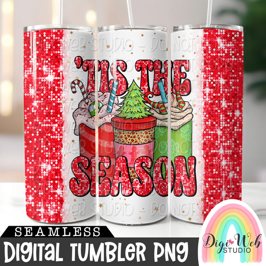 Sparkle 'Tis The Season Drinks 1 - Digital Skinny Tumbler PNG