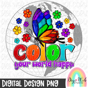 Color Your World Happy 1 - Digital Design PNG