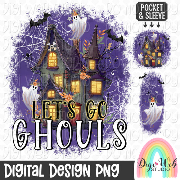 Let's Go Ghouls 1 - Digital Design PNG w/ Matching Pocket & Sleeve