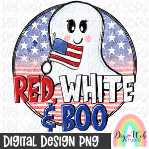 Red, White & Boo 1 - Digital Design PNG