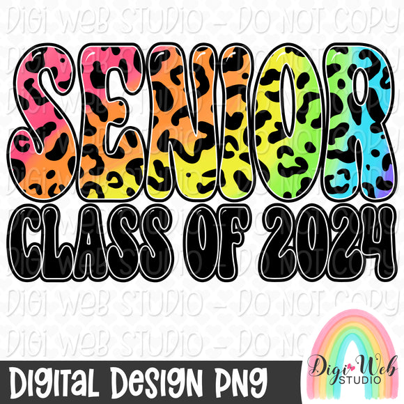 Senior Class of 2024 Rainbow Leopard 1 - Digital Design PNG