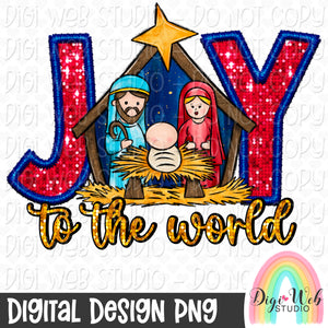 Sparkle Joy To The World Nativity 1 - Digital Design PNG