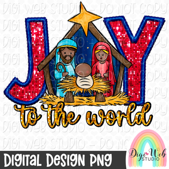 Sparkle Joy To The World Nativity 2 - Digital Design PNG
