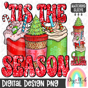 Sparkle 'Tis The Season Drinks w/ Matching Sleeve 1 - Digital Design PNG
