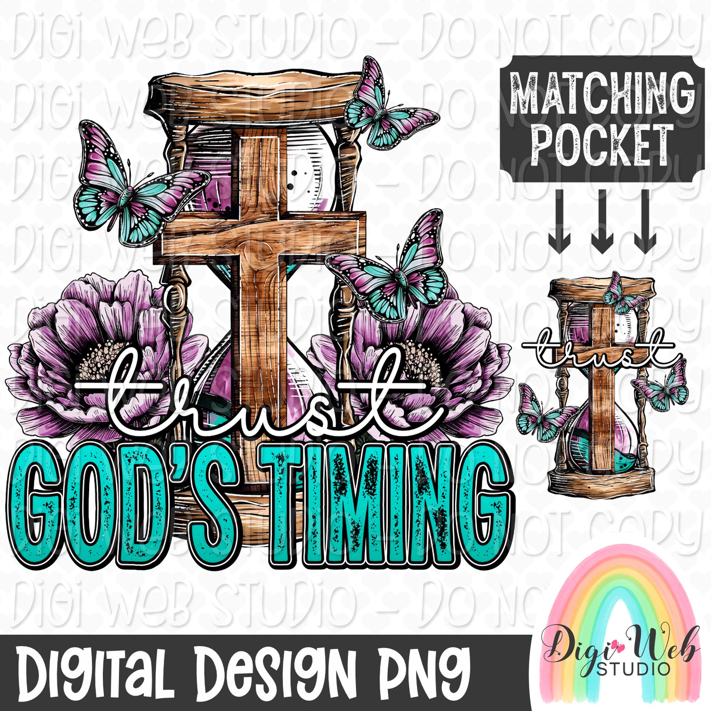 Trust God's Timing 1 - Digital Design PNG w/ Matching Pocket