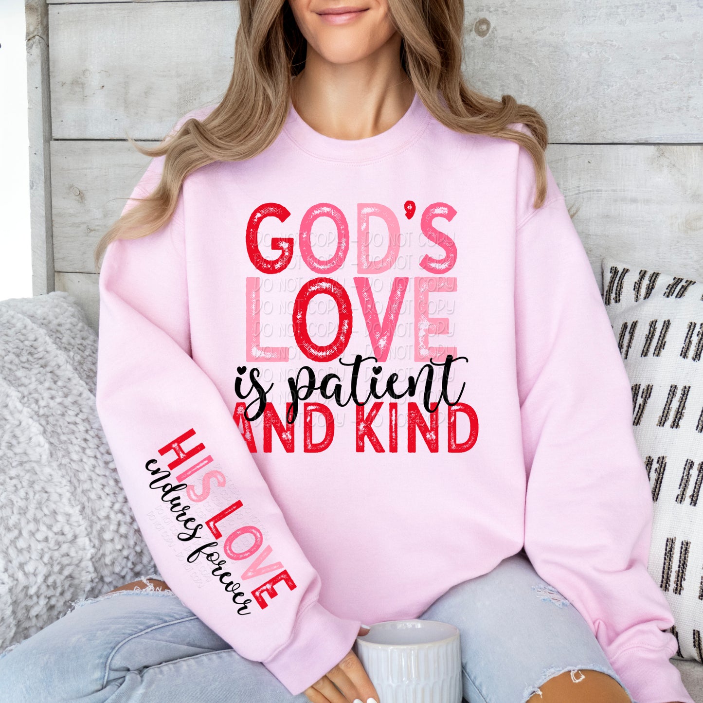 God's Love Is Patient and Kind w/ Matching Sleeve 1 - Digital Design PNG