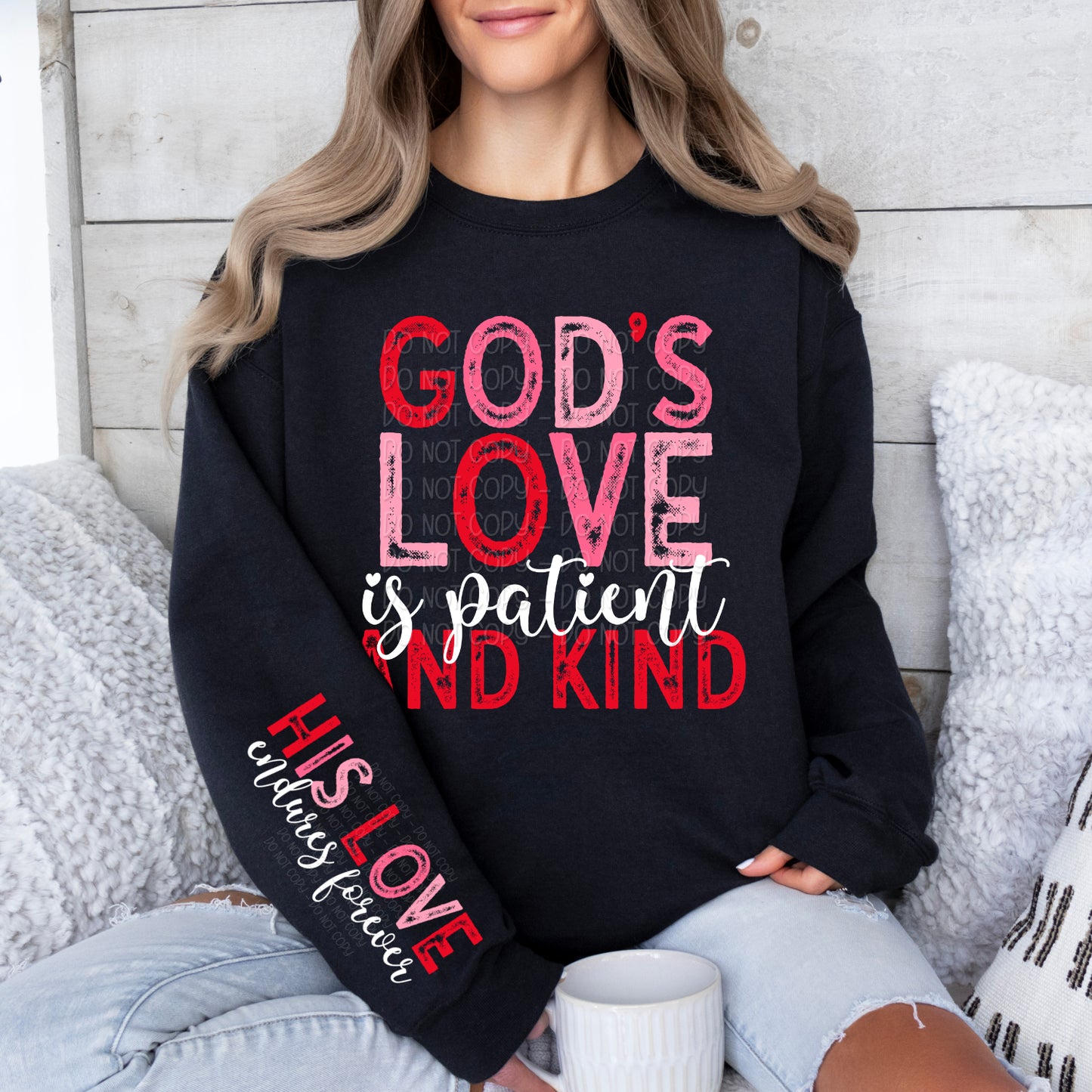 God's Love Is Patient and Kind w/ Matching Sleeve 1 - Digital Design PNG