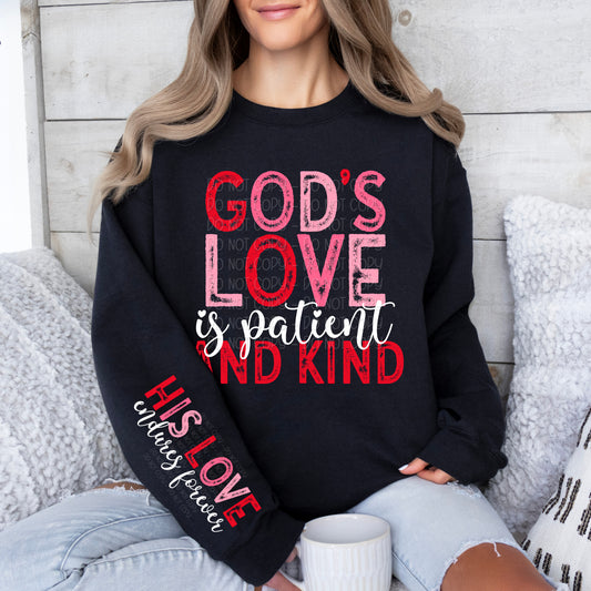 God's Love Is Patient and Kind w/ Matching Sleeve 1 - Digital Design PNG