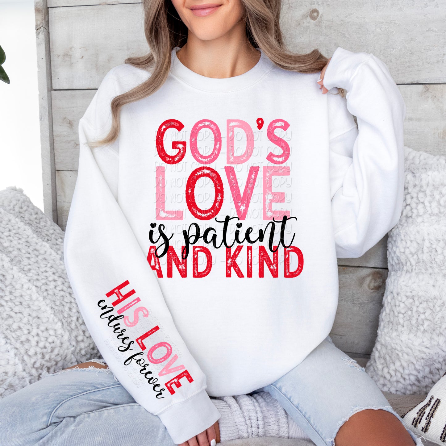 God's Love Is Patient and Kind w/ Matching Sleeve 1 - Digital Design PNG